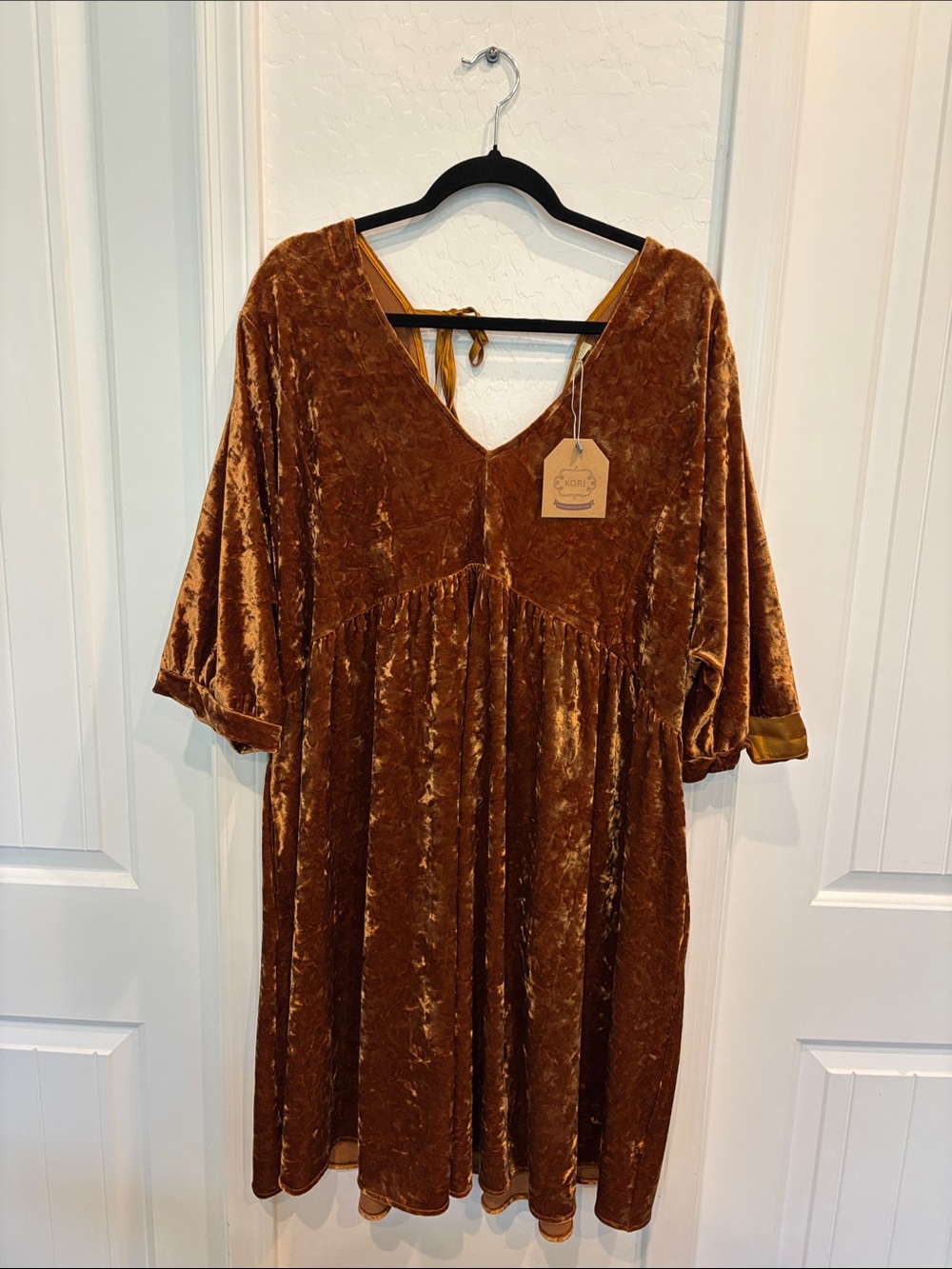Kori Rust Brown Velvet Dress